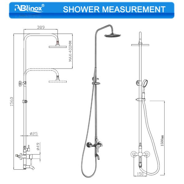 304 316 Brushed Nickel Bathtub Faucet Shower Adjustable Height
