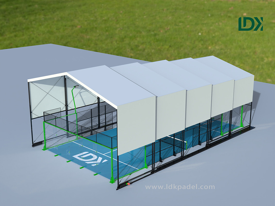 Outdoor Covered Padel Court Manufacturer | Custom Retractable Roof Padel Court with Steel Structure