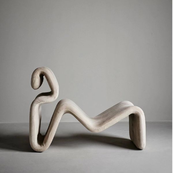 Arm Chair Modern Fabric MOYI Nordic Relaxation Single Sofa Shaped Line S Shaped Seat Contemporary Living Room Chair