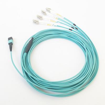 8F MPO To LC Duplex MPO Fanout Cable Multimode OM3 Fiber For Data Communication