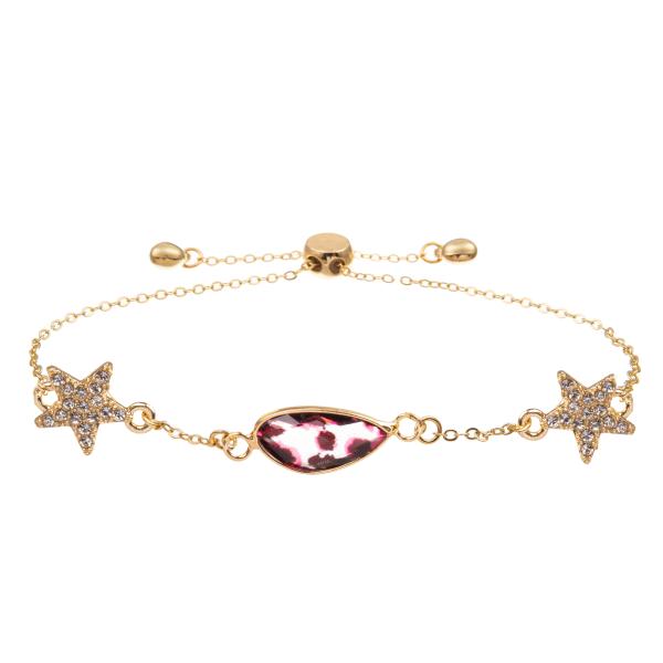 Браслет звена цепи циркона Bangle шарма формы звезды с Кристл покрытым золотом граненным