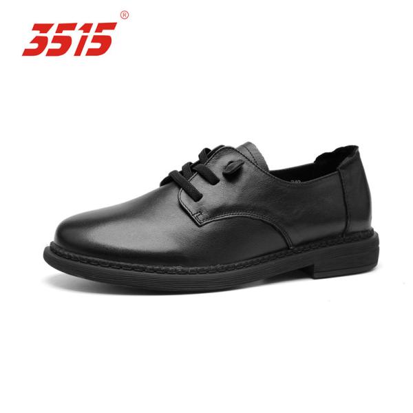 3515 British Lace Up Leather Shoes PU Insole Black Leather Dress Shoes