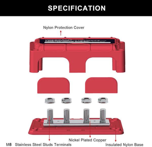 300A Heavy Duty Nylon Bus Bar Power Distribution Block For Marine / RV / Auto
