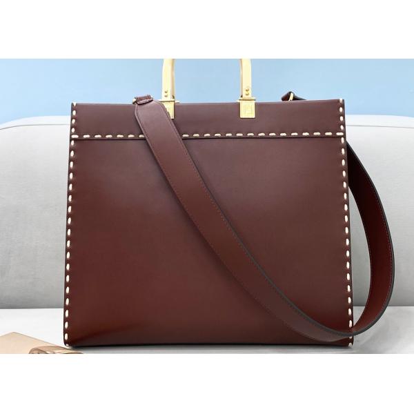 Stitching Womens Leather Tote Shopper Bag Blue With Single Shoulder Strap