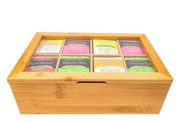 Chinese Traditional Bamboo Tea Storage Box With 8 Compartment Delicate Appearance