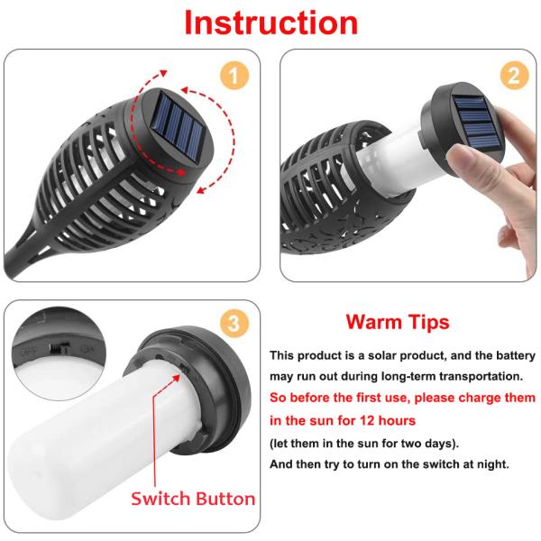 LED Solar Garden Light Flickering LED Landscape IP65 Waterproof Lawn Lamp Path Lighting Solar Outdoor Light