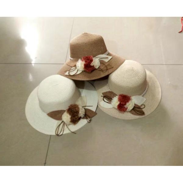 Nylon Floral Strip Straw Beach Hat Dyeing Bowknot Hand Printing Method Available