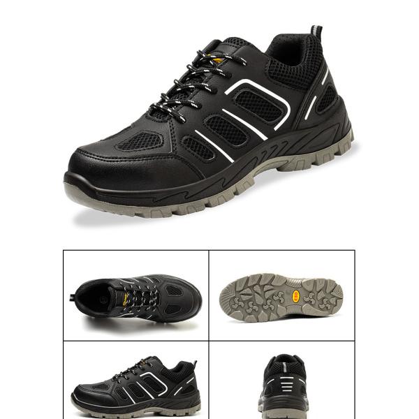 Zapatos de trabajo antiestáticos Microfibra + Tejido volador Zapatos de trabajo Suela de PU Zapatos de seguridad industrial Entresuela de Kevlar Anti-perforación Puntera de acero Anti-aplastamiento