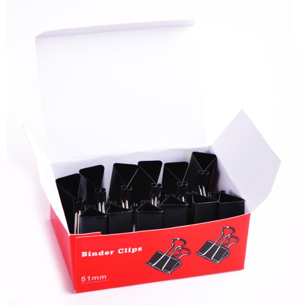 wholesale custom 12pcs metal lever cheap 51mm black binder clips