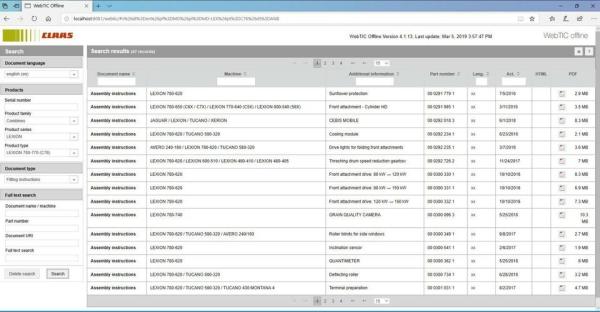 2025/3 CLAAS WEBTIC OFFLINE Repair Manuals And Service Information