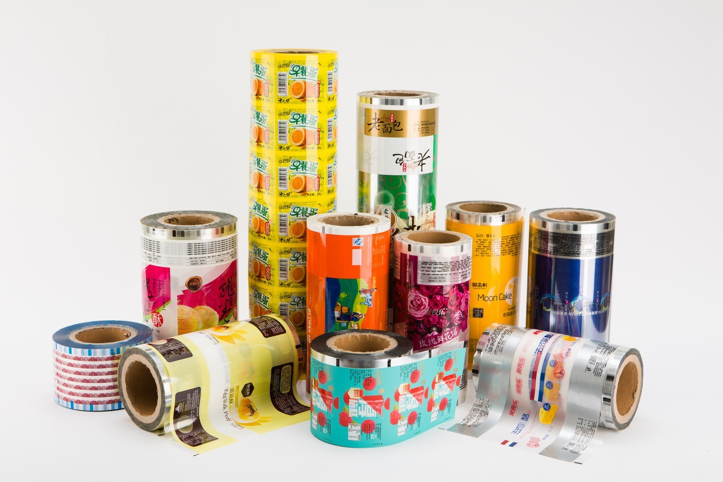 Food Grade Composite Packaging Roll Film For Fruit Flavored Small Cakes Meringue Cookies | BOPP/CPP BOPP/VMPET Laminated Automatic Packing Roll Stock For Baked Pastry OEM Custom Printed