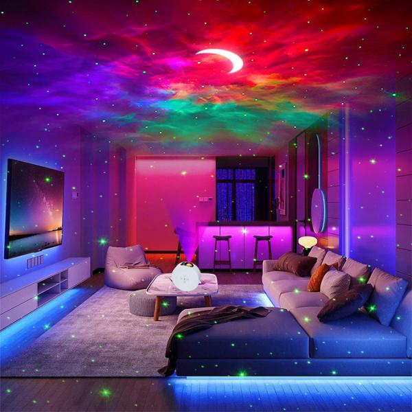 Adjustable Ceiling Moon Star Projector Multicolor 8 Star Cloud Modes