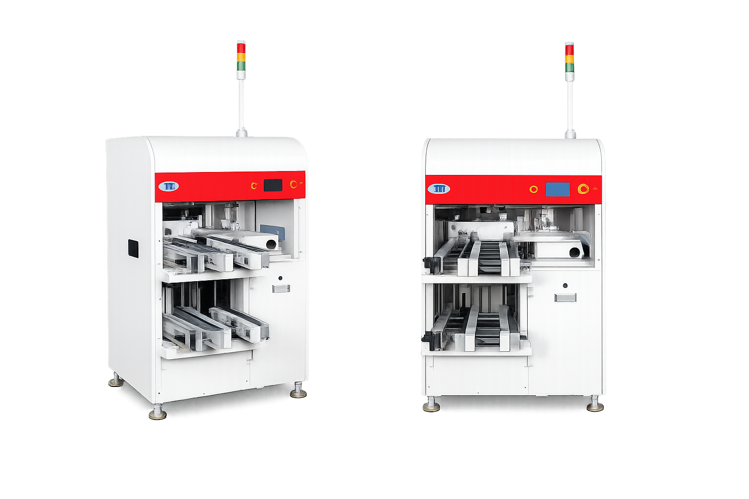 Automatic PCB Magazine Loader with PLC Control System Adjustable Conveyor Width and SMEMA Communication