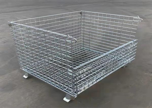 Storage Folding 6mm Metal Pallet Cage Turnover Box Plastic Spraying