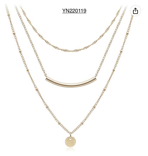 SS Steel 45cm Multi Layered Gold Cross Necklace For Women