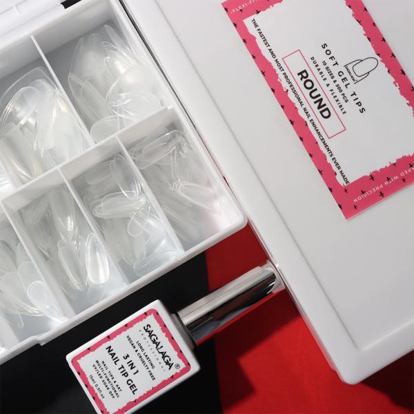 Acrylic Clear Full Cover Soft Gel X Nail Tip Wholesalers Long Coffin Almond Medium Full Cover Nail Extension 100/500 Pcs