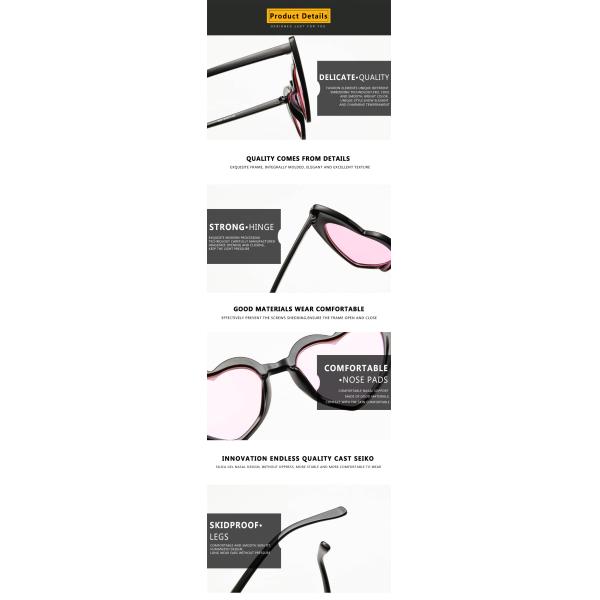 Plastic Designer Female Lady Fashion Heart Sunglasses Multi Colors 155MM