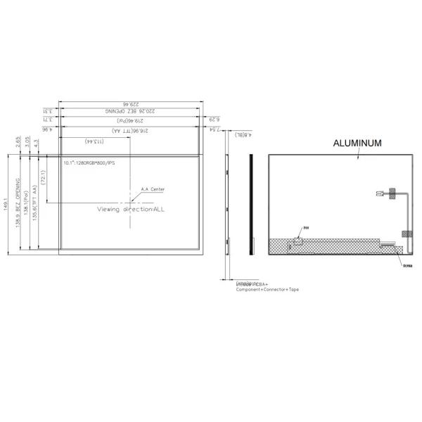 10.1 дюймовый наружный TFT FHD LCD монитор Full HD сенсорный экран LVD 1280x800
