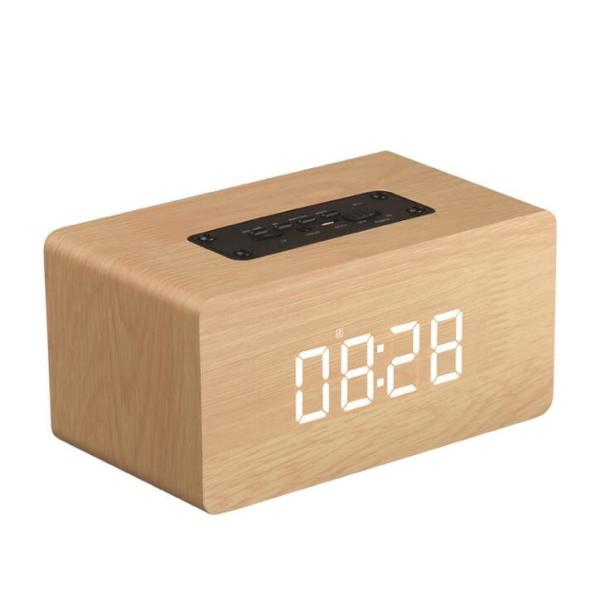 Rechargeable Wooden Bluetooth Speaker 0.65KG Weight with Clock Function