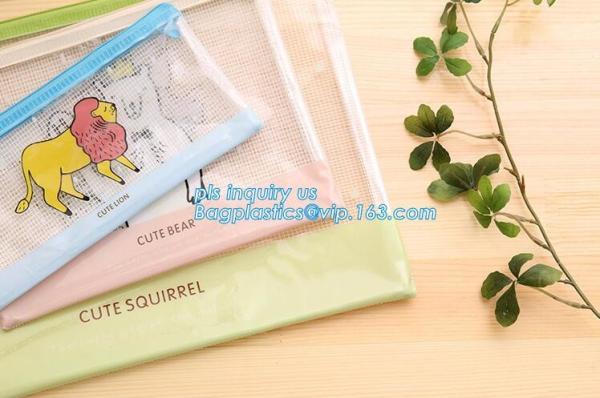 Customize Mesh PVC Pencil Bag A4 Travel Passport Pouch, Plastic k document file bag