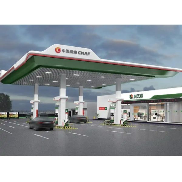 Modern Design Q235/Q355 Steel Space Frame Structure for Prefabricated Assembly Petrol Station Canopy