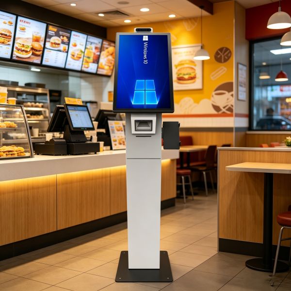 Payment Terminal 21.5 23.8 Inch Interact Self Service Machine Capacitive Touch Screen Information Kiosk with POS Bracket