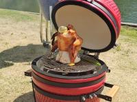 Vaisselle de cuisine en céramique vitrée rouge de charbon de bois de fumeur de gril de Kamado de 15 pouces