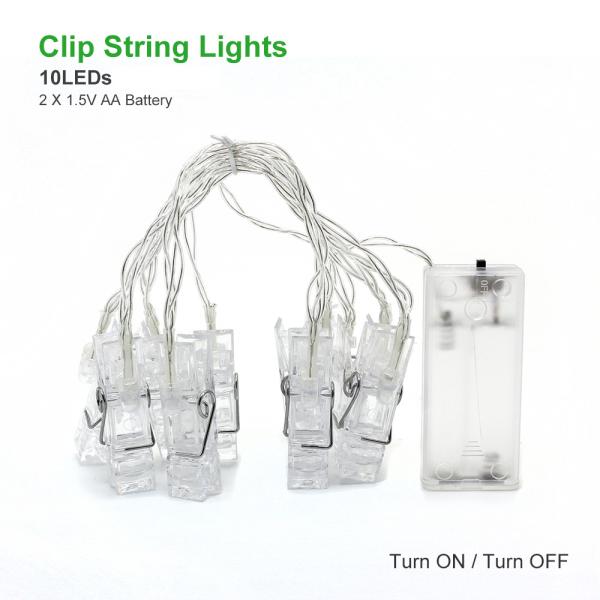 Photo Clip Holder LED String lights LED Card Picture Photo Clips Pegs Bright String Light Wedding Party Valentine's Day