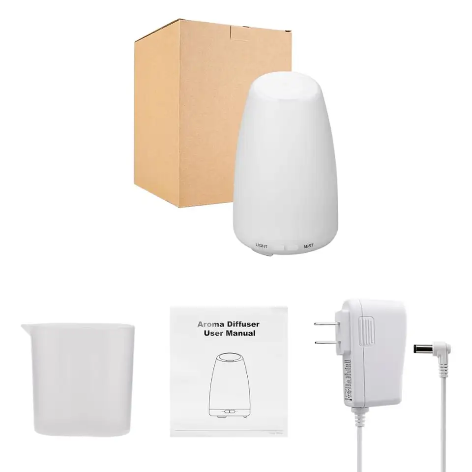 Urpower 100ml Ultrasonic Aroma Essential Oil Diffuser with 7 Color LED Lights US Plug Humidifier for Household
