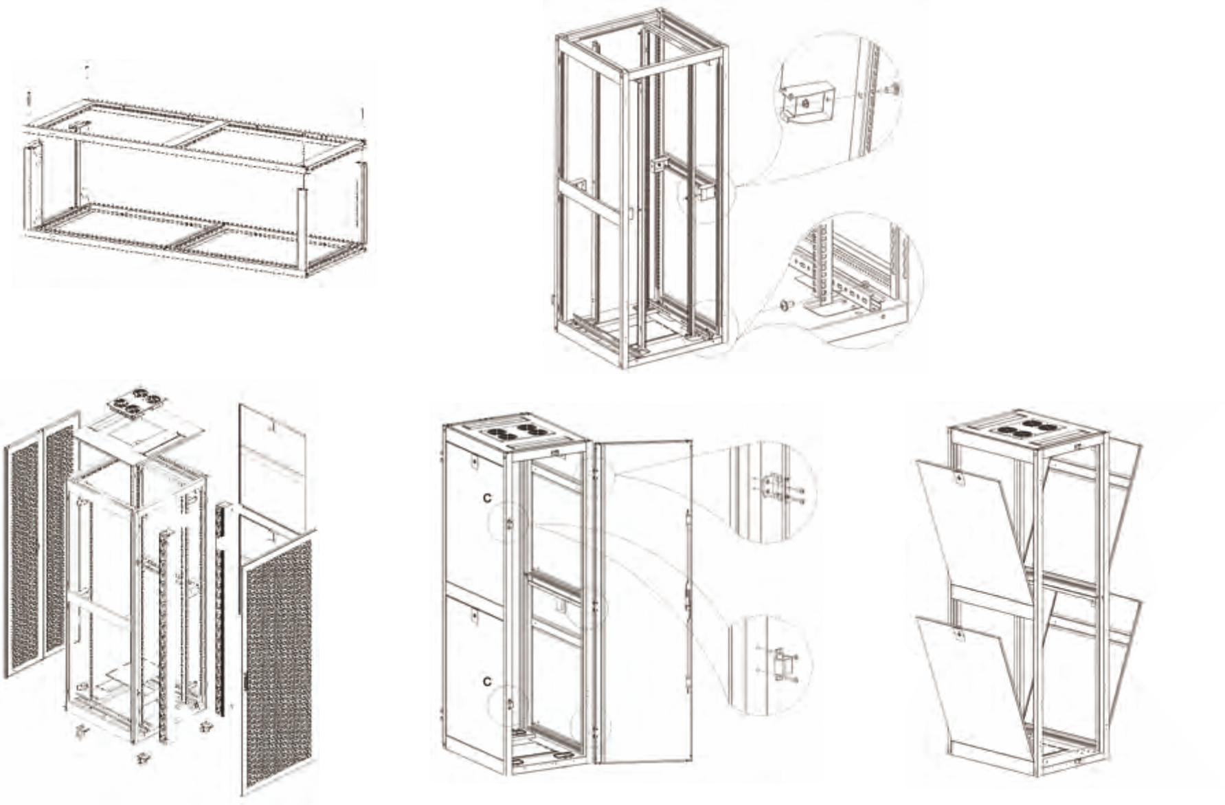 VE Server Rack Cabinet with 1300kg Loading Capacity 24/42U Capacity and SPCC Cold Rolled Steel Construction