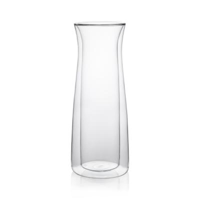 Jarro da água da parede do dobro do Borosilicate da prova de calor, jarro de vidro de 1 litro