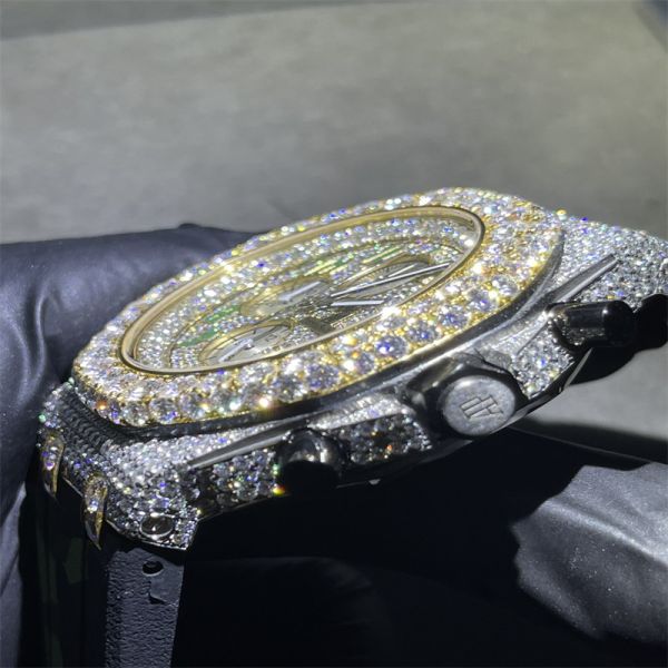 DEF Moissanite Diamond Watch AP  Royal Oak Iced Out Moissanite Watch