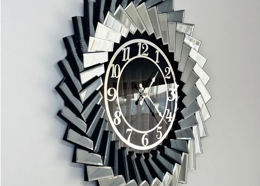 Luxury Gray Mirror Glass Wall Clock with Silent Movement and Custom Size Available for Modern Décor