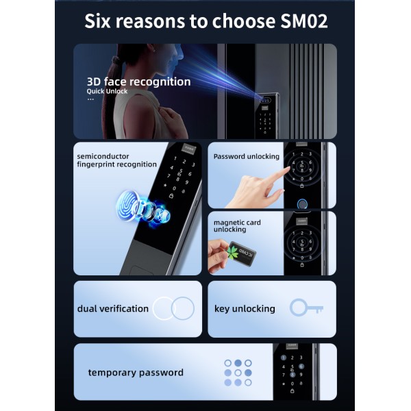 YAGU Double-sided 3D Face Recognition Automatic Smart Lock Fingerprint Combination Lock Entry Door Security Door Household Locks