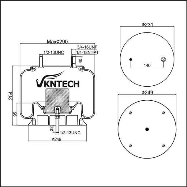 Quality American Truck Air Suspension WATSON & CHALIN AS-0053/ Firestone W01-358-9336 Air Spring