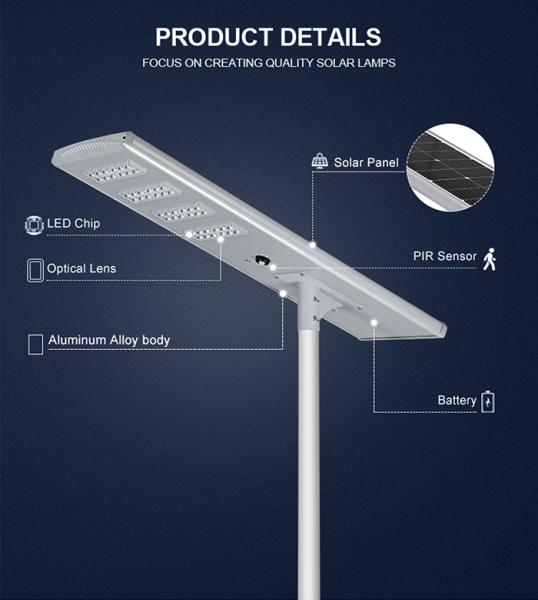 60W Energy Saving Street Light  Outdoor LED Integrated All in One Led Solar Street Lamp