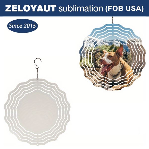 High Quality New Design Aluminum Sheet Wave Sublimation Wind Spinners Blanks Yard 3d Metal Wind Spinner Spiral for Decoration