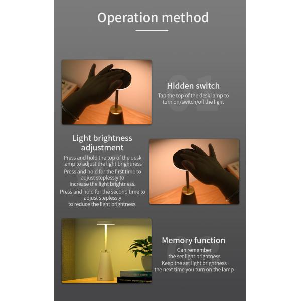 Metal Nightlight Bedside Lamp Wireless Rechargeable Table Lamp for Bedroom Decoration