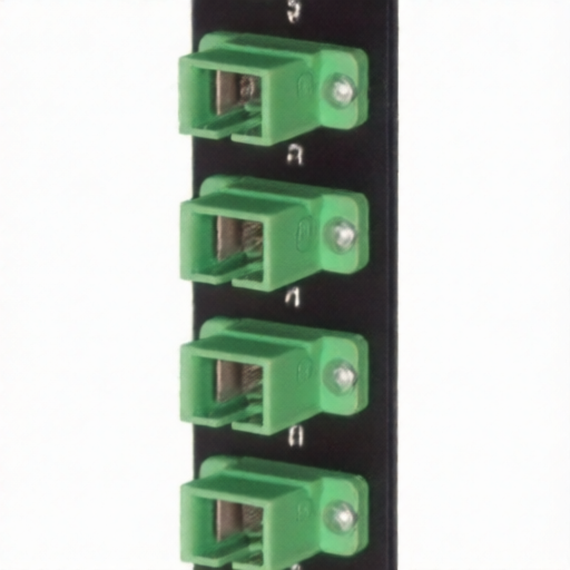Fiber optic sub panel with SC APC couplers and dust caps L-com FSP-SC-APC panel mounting solution