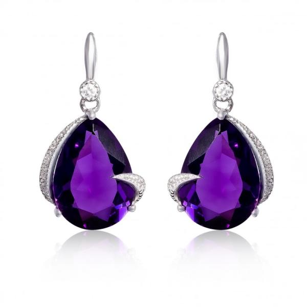 Серьги падения аметиста когтя Mythos украшений серебряные для женщин