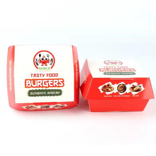 Custom Order Accepted Food Container Clam Shell Burger Boxes Low MOQ Kraft Paper Corrugated Options