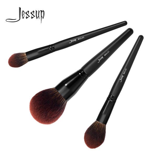 Jessup 3pcs Face Makeup Brush Se Black Shimmer Collection Powder Brush Private Label Makeup Brush Vendors T274