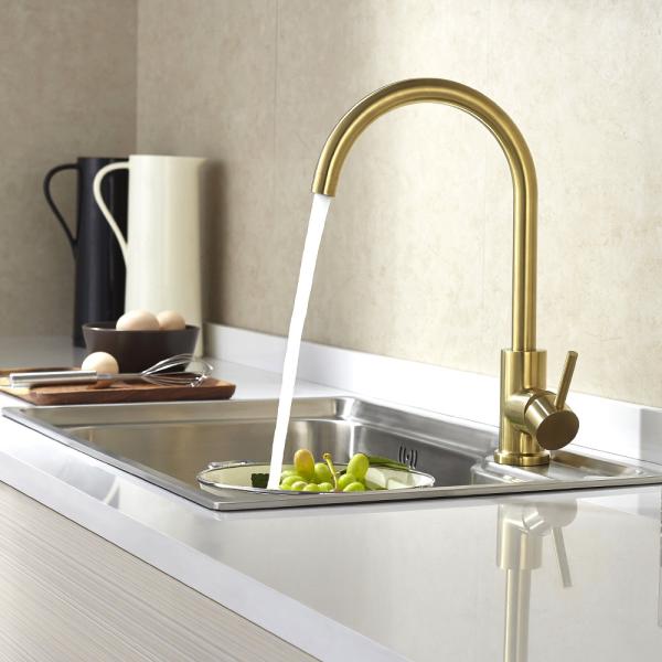 Sink Mixer Gold/Brass Color 304/316 Stainless Steel Kitchen Faucet With Hot/Cold Funtions