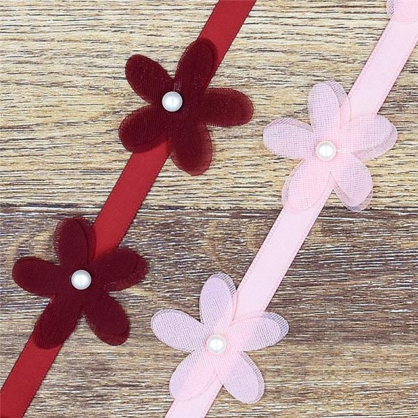 40mm*2m Polyester Floral Ribbon Trim OEM ODM Flower Lace Ribbon