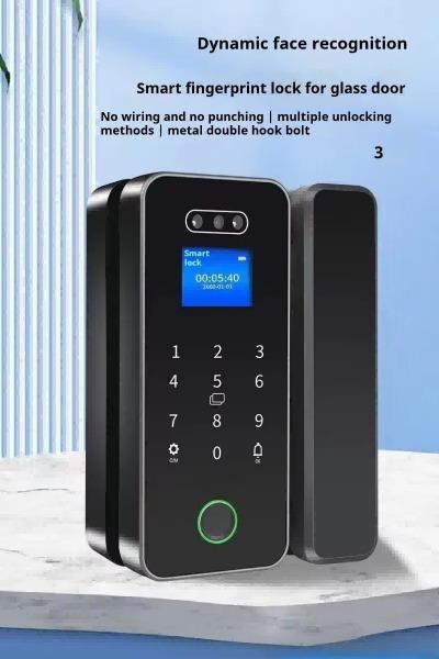 スマート強化ガラスドアロック 顔認証 指紋 パスワード カード 解除