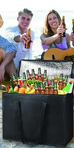 Insulated Cooler Bag And Food Warmer (3XL, 2 Pack) For Food Delivery & Grocery Shopping With Zippered Top, Black