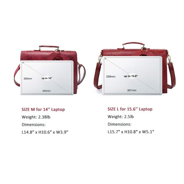 Women'S Vegan Leather Laptop Bag Shoulder Computer Satchel Bag Detachable Bow