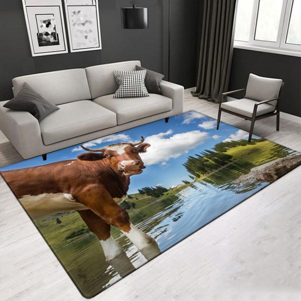 Customized Size Landscape Animal 3D Printed Polyester Fiber Living Room Carpet Hotel Area Rugs