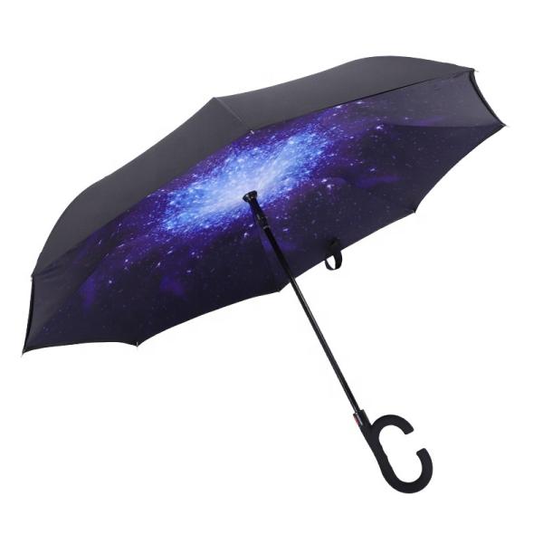 Adults Windproof Upside down C shape Inverted Reverse Umbrella with Pongee Panel