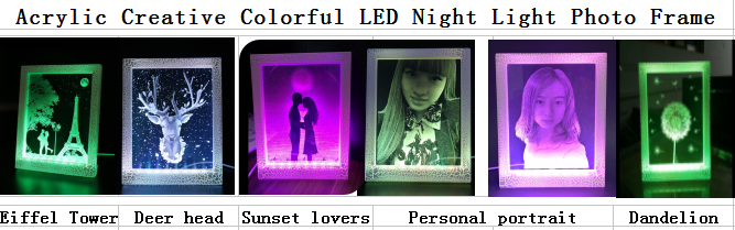 Colorful LED Infinity Mirror USB Powered Acrylic Night Light Photo Frame